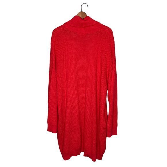 Woman Within 2X 26/28 Red Draped Shawl Open Front Cotton Blend Cardigan Sweater - Picture 2 of 5